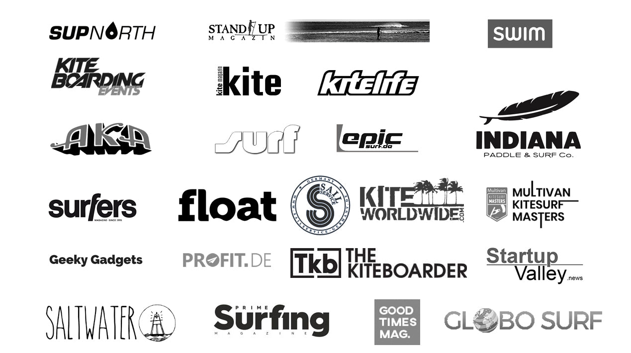 Bild mit Logos von Partnern und Magazinen die den Keyfender getestet haben oder Supporten